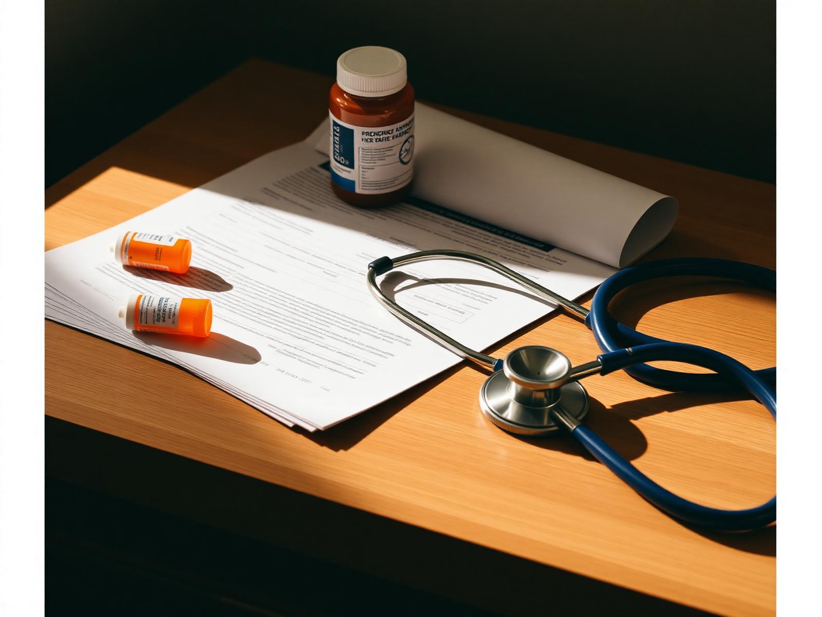 Disability application paperwork on a desk